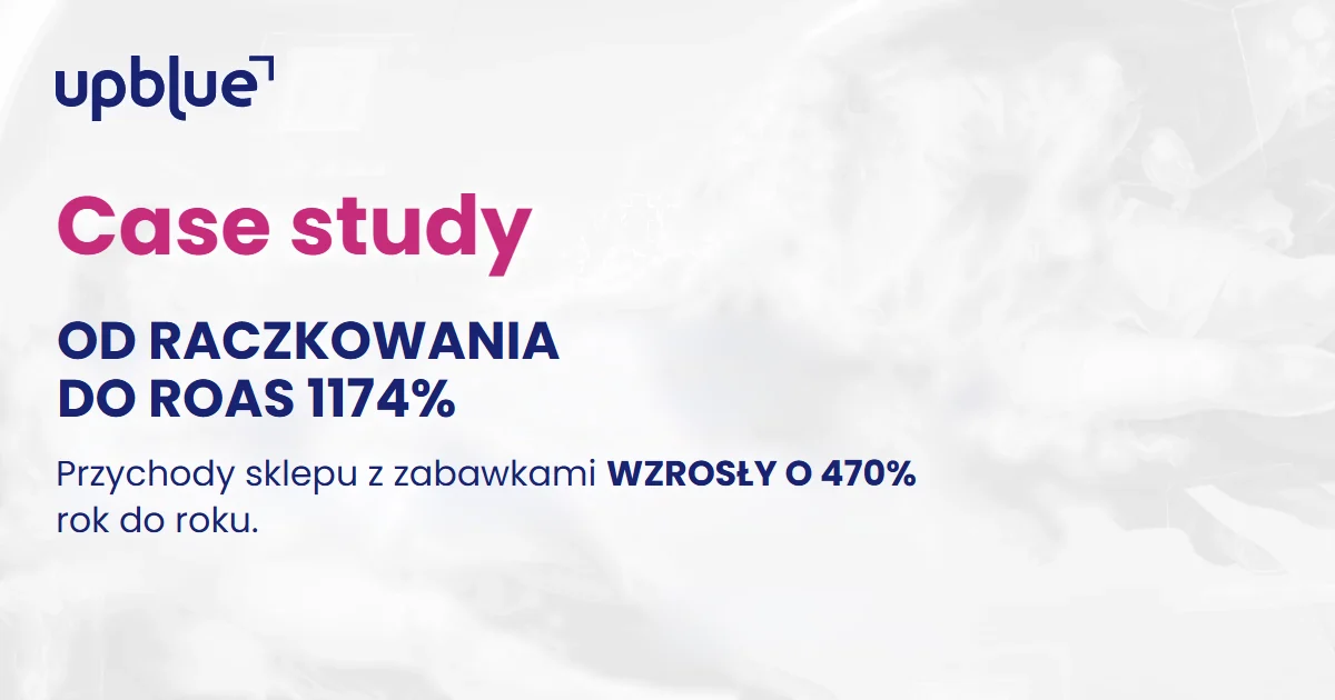 Case study Up Blue „Od raczkowania do ROAS 1174%” - kampania Google Ads dla sklepu z zabawkami