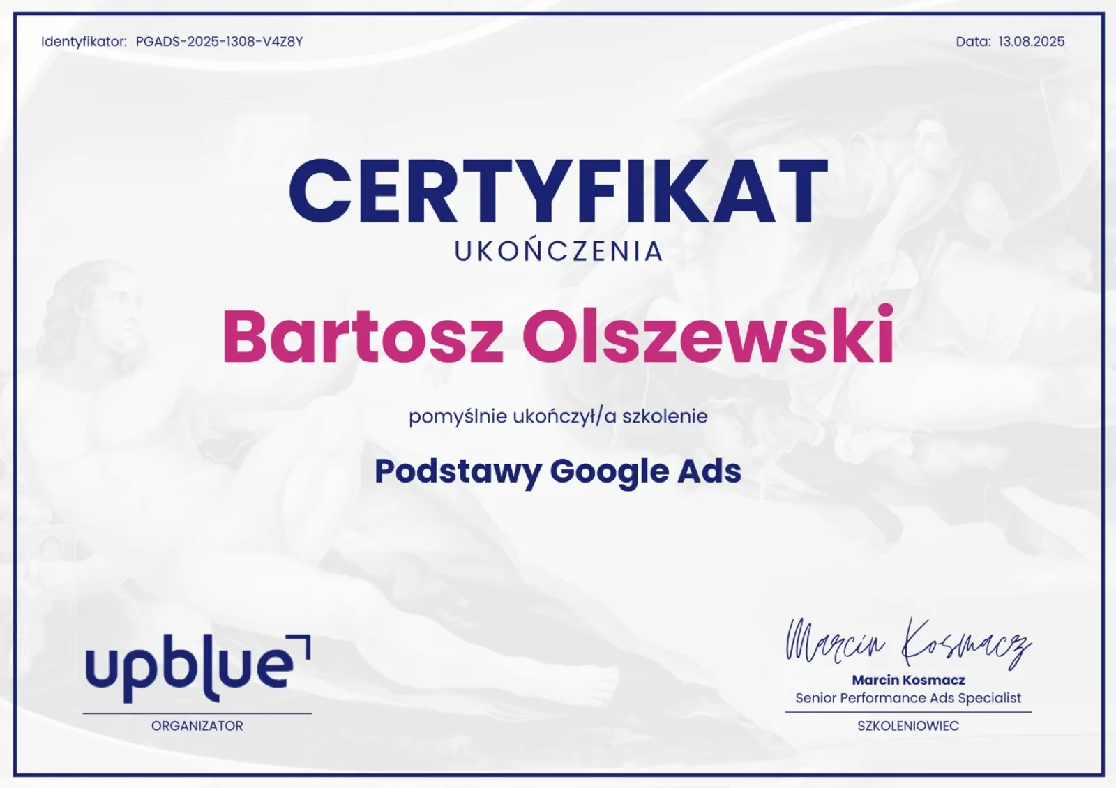 Certyfikat Podstawy Google Ads - Bartosz Olszewski
