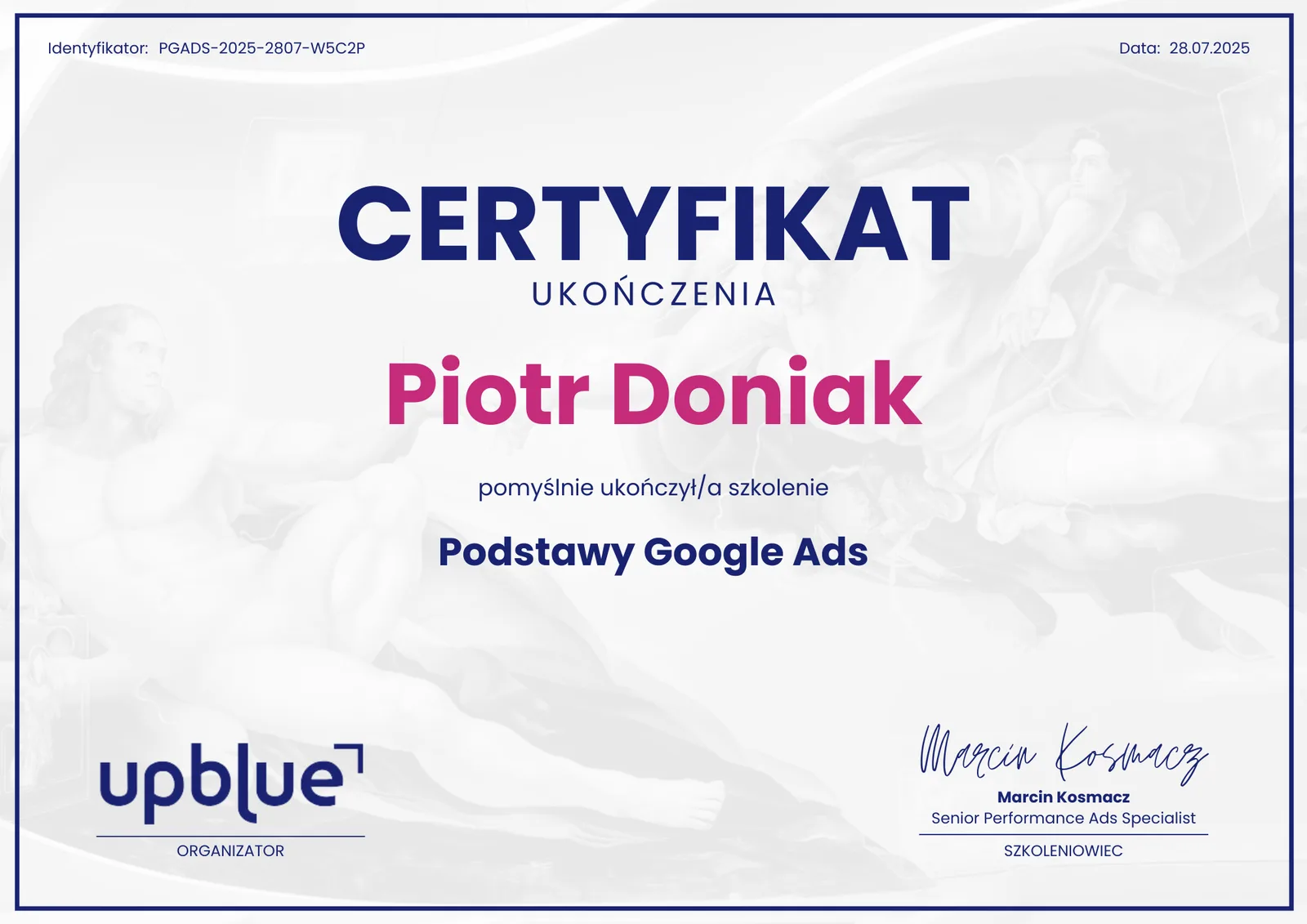Certyfikat Podstawy Google Ads - Piotr Doniak